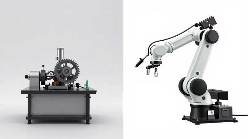 Comparing Speed and Time-to-Market A split-screen comparison showing traditional batch process versus high-speed assembly