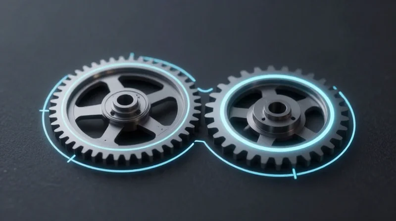 Abstract visualization of precise alignment between mechanical parts and tolerance zones