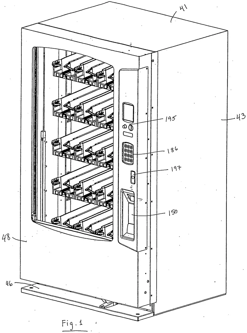 Internal electronic components and wiring of a vending machine