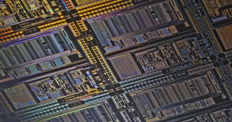 A close-up view of an encrypted chip for data security