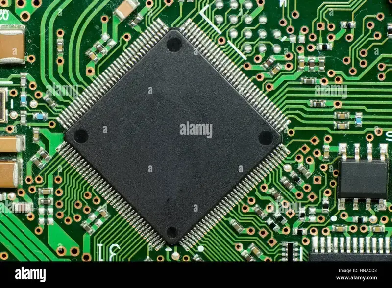 Close-up of a microcontroller chip