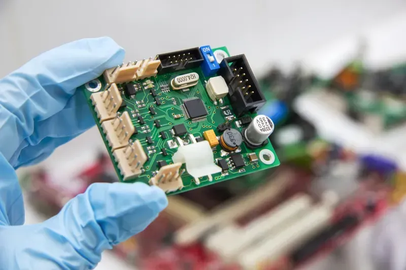 A close-up of a medical PCB design layout