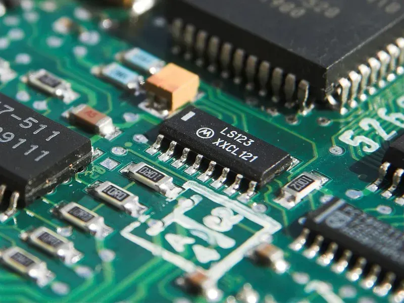 An engineer working on a PCB design on a computer screen