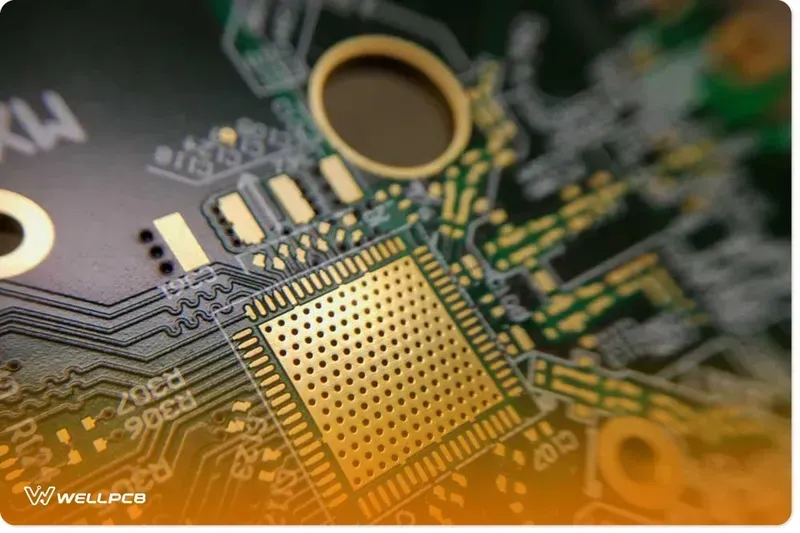 Close-up of an FR4 PCB board