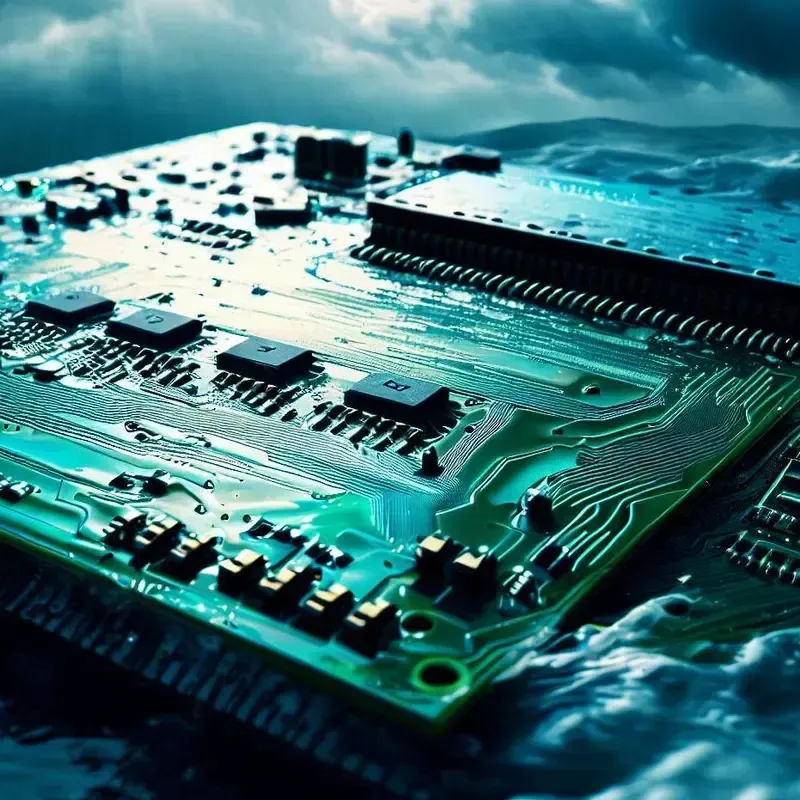 A PCB undergoing testing in a simulated glacial environment
